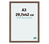 Your Decoration - A3 29,7x42 cm - Cadres Photo en MDF Avec Verre Plexiglas - Anti-Reflet - Excellente Qualité - Noyer Foncé - Cadre Decoration Murale - Mura, Noyer Foncé