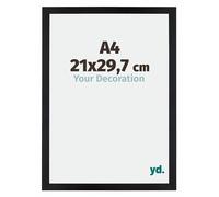 Your Decoration - Cadre A4 21x29.7 cm - Noir Mat - Cadres Photo en MDF Avec Verre acrylique - Anti-Reflet - Cadre A4 21x29.7 - Mura