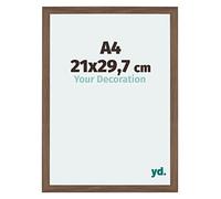 Your Decoration - Cadre A4 21x29.7 cm - Noyer Foncé - Cadres Photo en MDF Avec Verre acrylique - Anti-Reflet - Cadre A4 21x29.7 - Mura