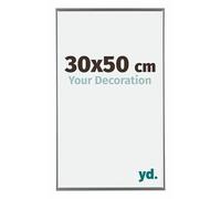 Your Decoration - 30x50 cm - Cadres Photos en Plastique Avec Verre Plexiglas - Anti-Reflet - Excellente Qualité - Argent - Cadre Decoration Murale - Evry, Argent G