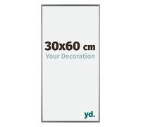 Your Decoration - Cadre photo 30x60 cm - Argent Brillant - Cadre Photo en Plastique Avec Verre acrylique - Anti-Reflet - Cadre 30x60 - Evry