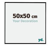 Your Decoration - Cadre photo 50x50 cm - Noir Brillant - Cadre Photo en Plastique Avec Verre acrylique - Anti-Reflet - Cadre 50x50 - Evry