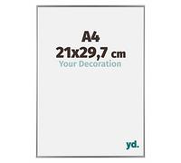 Your Decoration - Cadre photo A4 21x29.7 cm - Argent Brillant - Cadre Photo en Plastique Avec Verre acrylique - Anti-Reflet - Cadre A4 21x29.7 - Evry