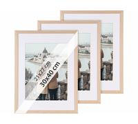 3 cadres photo en bois 30 x 40 cm avec verre acrylique - aspect chêne clair [Your Design]