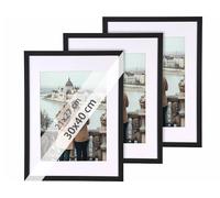 Your Design 3 cadres photo en bois 30 x 40 cm avec verre acrylique - coloris noir