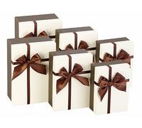 Paquets-cadeaux - Your Design - Lot de 6 - Brun, Crème - Présentation Terminée - Boucle Brune