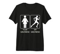 Your Girlfriend vs. My Girlfriend Funny Running Design T-Shirt Haut de Gamme