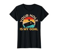 Your Hole is My Goal Cornhole Player Pouf à Lancer T-Shirt Graphique avec Valeur, Femme, Noir, M
