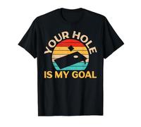 Your Hole is My Goal Cornhole Player Pouf à Lancer T-Shirt Graphique avec Valeur, Homme, Noir, S