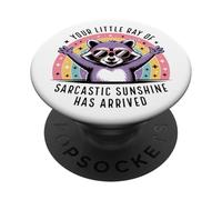 Your Little Ray of Sarcasm Funny Raccoon Rainbow Humour PopSockets PopGrip Adhésif