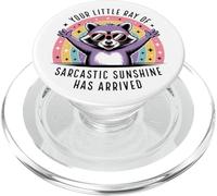 Your Little Ray of Sarcasm Funny Raccoon Rainbow Humour PopSockets PopGrip pour MagSafe