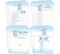 Your Main Event Prints Elephant Boy Baby Shower Games - Bingo, Find The Guest, The Price is Right, Who Knows Mommy Best - 25 jeux chacun, imprimés devant et arrière, 1 jeu par côté