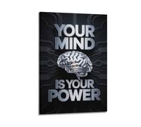 Your Mind Is Your Power - Impression sur le thème du cerveau - Poster inspirant - Impression sur toile - Décoration murale artistique moderne à suspendre - 60 x 90 cm