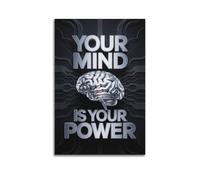 Your Mind Is Your Power - Impression sur le thème du cerveau - Poster inspirant - Impression sur toile - Décoration murale artistique moderne à suspendre - 40 x 60 cm