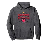 Your Mom's Biggest Fan Est. 1984 Couronne rétro en Forme de cœur Sweat à Capuche, Unisexe pour Adultes, Chiné Foncé, L