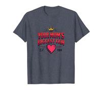 Your Mom's Biggest Fan Est. 1984 Couronne rétro en Forme de cœur T-Shirt, Homme, Bleu Chiné, 5XL