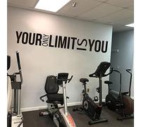 Your Only Limit is You Sticker mural avec citation inspirante pour bureau, salle de sport, exercices de décoration, 22 noir, 151 x 20 cm