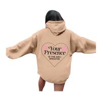Your Presence Is The Air I Breathe Sweat à capuche pour femme tendance et décontracté avec capuche Tenue ample Graphique Plage d'été Pull d'automne Esthétique Mince Workou Doux Mignon Collège, kaki, L