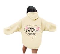 Your Presence Is The Air I Breathe Sweat à capuche pour femme tendance et décontracté avec capuche Tenue ample Graphique Plage d'été Pull d'automne Esthétique Mince Workou Doux Mignon Collège, beige
