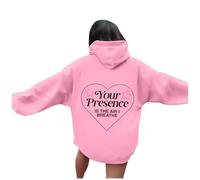 Your Presence Is The Air I Breathe Sweat à capuche pour femme tendance et décontracté avec capuche Tenue ample Graphique Plage d'été Pull d'automne Esthétique Mince Workou Doux Mignon Collège, rose, M