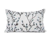 Your Smile Housse de Coussin rectangulaire en Chenille Jacquard avec Broderie Classique - Motif Feuilles Bleu Sarcelle - 30,5 x 50,8 cm