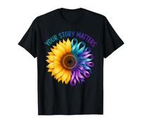 Your Story Matters Tournesol Bleu Sarcelle Violet Sensibilisation au Suicide T-Shirt