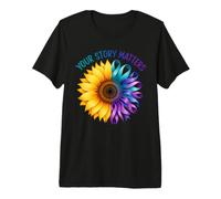 Your Story Matters Tournesol Bleu Sarcelle Violet Sensibilisation au Suicide T-Shirt Haut de Gamme