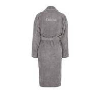 your surprise Peignoir Femme personnalisé - Peignoir Femme brodé avec nom ou Texte et des Polices d'écriture différentes (FR/ES, Alpha/lettres, S, M, Taille normale, Taille normale, Gris)