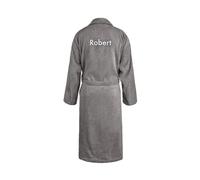your surprise Peignoir Homme Personnalisé - Cadeau anniversaire homme, Peignoir Brodé avec Nom et Différents Styles de Polices (FR/ES, Alpha/lettres, S, M, Taille normale, Taille normale, Gris)