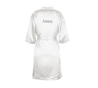 your surprise Robe kimono personnalisée avec nom ou texte - Demi-manche avec boucle à la taille et col en V oblique Design 100% polyester de haute qualité avec un toucher satiné doux (94 cm) (Blanc)