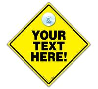 Your Text Here Plaque personnalisable avec ventouse 14 x 14 cm Motif diamant jaune et noir Texte personnalisé Ajouter des images Changement de couleur