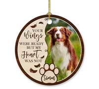 Your Wings were Ready But My Heart was Not Ornement cadeau pour la perte d'un animal de compagnie, nom personnalisé et photo de chien dans le paradis Décoration de Noël 2025, empreintes de pattes