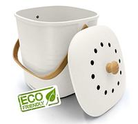 YourCasa® Bac à Compost - 6L - Bac à Biodéchets Cuisine - Inodore & Lavable - Poubelle Bio Durable avec Couvercle & Filtre au Design Sobre - Déchets Organiques - Bio-Seau (6L Blanc)