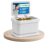 YourCasa Composteur Cuisine 5L - Petite Poubelle Compost à Bouton, Gris | Seau de table avec couvercle : il s’ouvre d’une simple pression, garde les odeurs à l’intérieur et se nettoie facilement