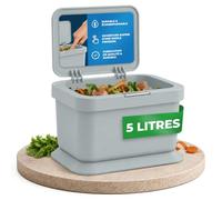 YourCasa Composteur Cuisine 5L - Petite Poubelle Compost à Bouton, Menthe | Seau de table avec couvercle : il s’ouvre d’une simple pression, garde les odeurs à l’intérieur et se nettoie facilement
