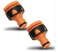 YourCasa Lot de 2 adaptateurs de robinet - Raccord pour 3/4" et 1/2" - Adaptateur connecteur de robinet en plastique - Raccord de tuyau d'arrosage - Raccord d'eau - Pièce de robinet de jardin (orange)