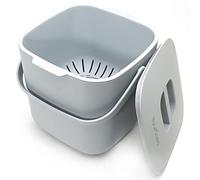 YourCasa® Petite poubelle à compost, 7 l, pour déchets organiques quotidiens de la cuisine, passe au lave-vaisselle, anti-odeurs, avec égouttoir amovible et couvercle, gris