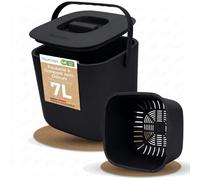 YourCasa Poubelle à Compost Cuisine 7L avec Tamis Amovible - Composteur Hermétique Anti-Odeur, Seau à Compost sans BPA, Lavable au Lave-Vaisselle, Poignée de Transport