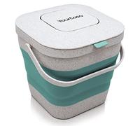 YourCasa® Poubelle à compost - pliable - pour déchets biologiques quotidiens dans la cuisine - inodore et lavable - Poubelle biologique durable avec couvercle (vert/blanc)
