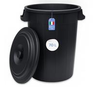 YourCasa Poubelle de 70 l - Avec couvercle verrouillable - Avec poignées de transport pour le jardin - Petite poubelle universelle (noir, 70 l)