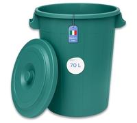 YourCasa Poubelle de 70 l, avec couvercle, verrouillable, avec poignées de transport, pour le jardin, pour nourriture ou récupérateur d'eau de pluie, petite poubelle universelle, verte, 70 l
