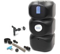 YourCasa Récupérateur d'eau de pluie 320 l [Aquablock] avec raccord de tuyau de descente et robinet et couvercle - Réservoir d'eau de forme carrée - Récupérateur d'eau de pluie résistant au gel