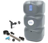 YourCasa Récupérateur d'eau de pluie 320 l [Aquablock] avec raccord de tuyau de descente & robinet et couvercle - Récupérateur d'eau de pluie de forme carrée - Récupérateur d'eau de pluie résistant au