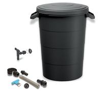 YourCasa Récupérateur d'eau de pluie, 80 l, avec kit de raccordement et perceuse, résistant aux intempéries, en plastique, avec robinet, pour le jardin, anthracite, 80 l