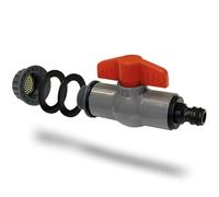 YourCasa Robinet plat d'écoulement pour citerne d'eau de pluie avec filtre - 3/4" compatible avec raccord rapide courant - Raccord universel de 3/4" - Gris