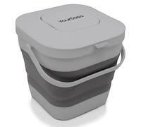 YourCasa® Seau bio pliable 4 L - seau bio compact avec couvercle filtrant à charbon actif anti-odeurs - lavable au lave-vaisselle et peu encombrant - idéal pour la cuisine, le camping et le