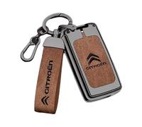 Yourdou Auto Coque de Clé pour Citroen C3 Aircross 2021-2023, Boitier Clé Télécommande Boîtier Clef Étui Clés Smart Key Coque de Protection pour clé de Voiture Accessoires,Brown-D