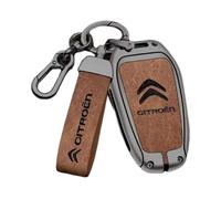 Yourdou Auto Coque de Clé pour Citroen C5 Aircross 2017-2022, Boitier Clé Télécommande Boîtier Clef Étui Clés Smart Key Coque de Protection pour clé de Voiture Accessoires,Brown-A