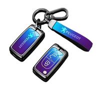 Yourdou Auto Coque de Clé pour Peugeot 207 CC 2009-2015, Boitier Clé Télécommande Boîtier Clef Étui Clés Smart Key Coque de Protection pour clé de Voiture Accessoires,Blue-D
