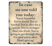 Youre Beautiful Affirmation Metal Tin Wall Sign 8x12 Inch